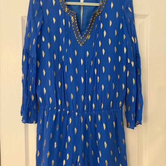 Lilly Pulitzer Silk Ariele romper in Bennet blue size L - Picture 2 of 7